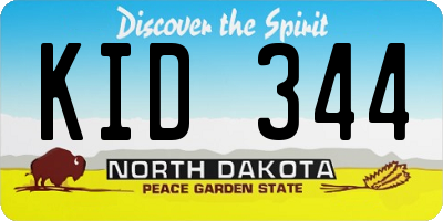 ND license plate KID344