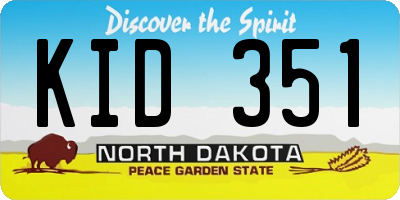 ND license plate KID351