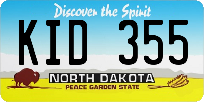 ND license plate KID355