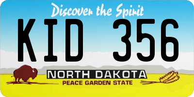 ND license plate KID356