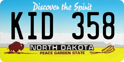 ND license plate KID358