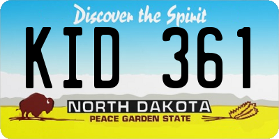ND license plate KID361