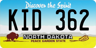 ND license plate KID362