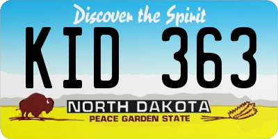 ND license plate KID363