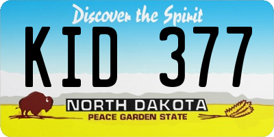 ND license plate KID377