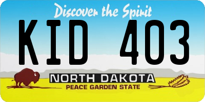 ND license plate KID403