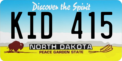 ND license plate KID415