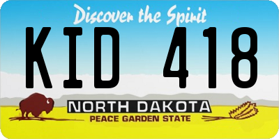 ND license plate KID418