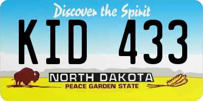 ND license plate KID433