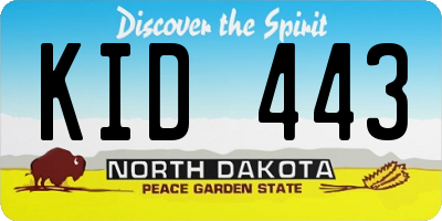 ND license plate KID443