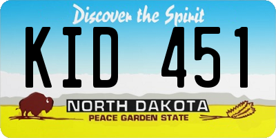 ND license plate KID451