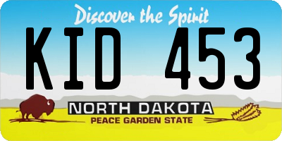 ND license plate KID453