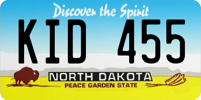 ND license plate KID455
