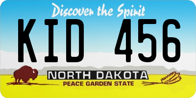 ND license plate KID456