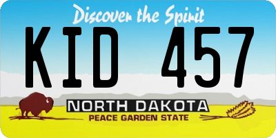 ND license plate KID457