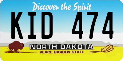 ND license plate KID474