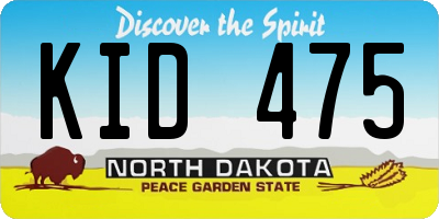 ND license plate KID475