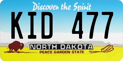ND license plate KID477