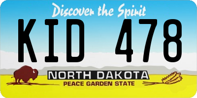 ND license plate KID478