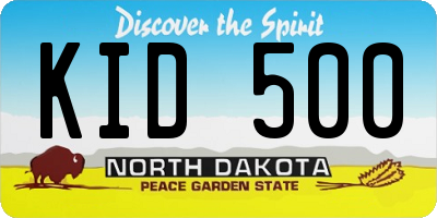 ND license plate KID500