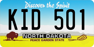 ND license plate KID501