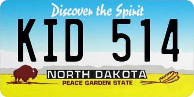 ND license plate KID514