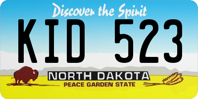 ND license plate KID523