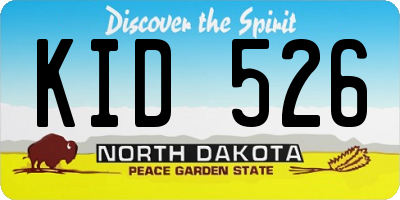 ND license plate KID526