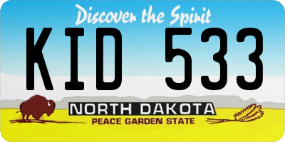 ND license plate KID533