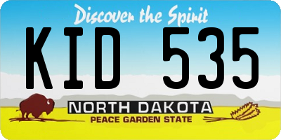 ND license plate KID535