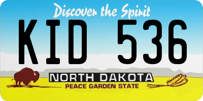ND license plate KID536
