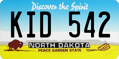 ND license plate KID542
