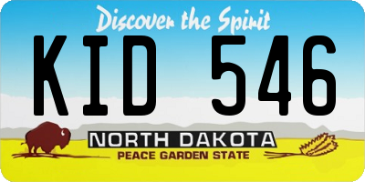 ND license plate KID546