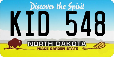 ND license plate KID548
