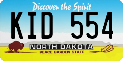 ND license plate KID554