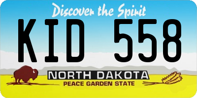 ND license plate KID558