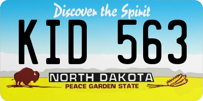 ND license plate KID563