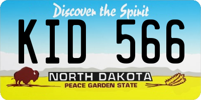 ND license plate KID566