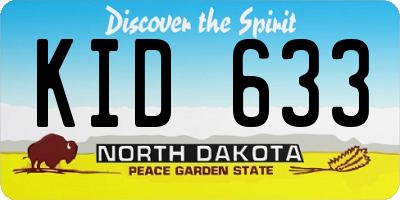 ND license plate KID633