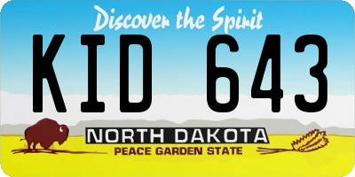 ND license plate KID643