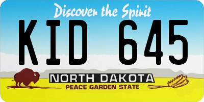 ND license plate KID645