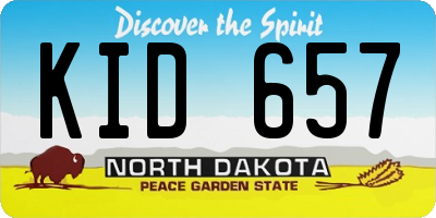 ND license plate KID657