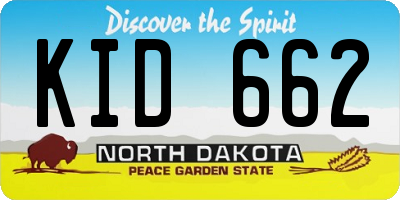 ND license plate KID662