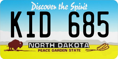 ND license plate KID685