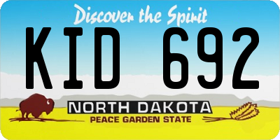 ND license plate KID692