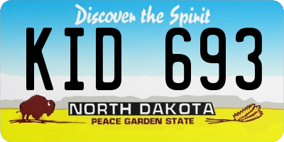 ND license plate KID693