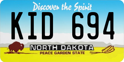 ND license plate KID694