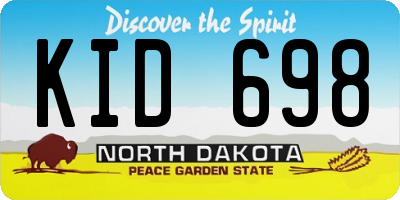 ND license plate KID698