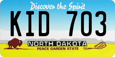ND license plate KID703