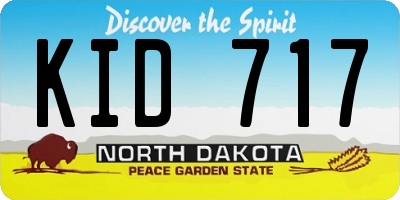 ND license plate KID717